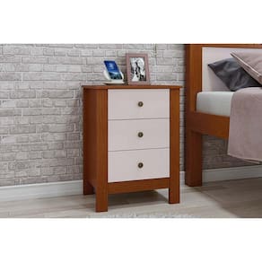 Mesa Cabeceira Maggiore c/ 3 Gavetas Frassino/Off White - Lopas