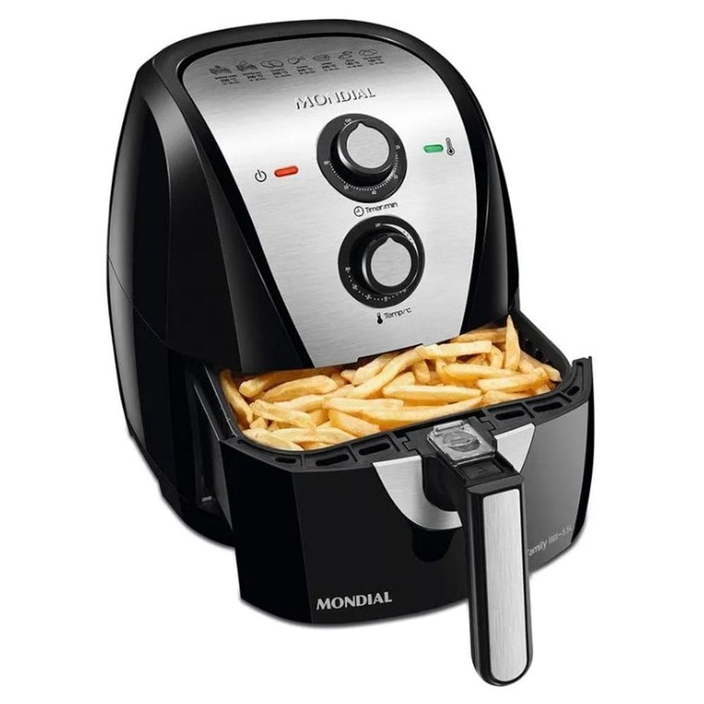 Fritadeira Elétrica Sem Óleo Air Fryer Mondial Grand Family AF-55I 5,5L – Preta/Inox 220v