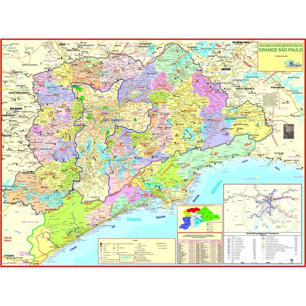 Mapa grande são paulo baixada santista político rodoviario