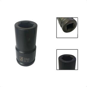 Soquete Longo De Impacto Sextavado 24mm x 3/4”Pol Aço CR-MO