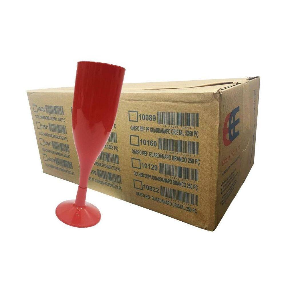 Taça champagne descartável 120ml vermelho - 160 un