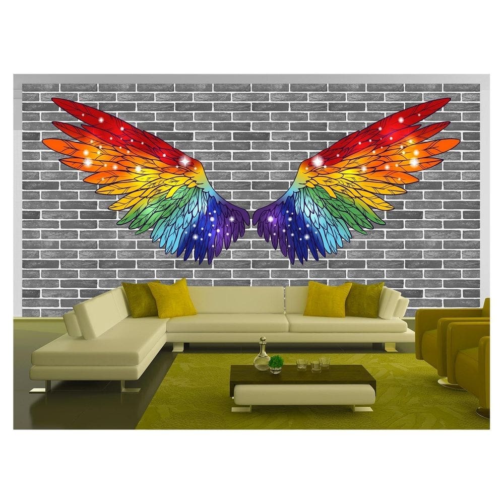 Papel De Parede 3D Arte Asas Selfie Insta Cores 3,5M Tra445