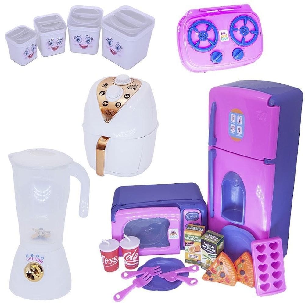 Cozinha menina brinquedo infantil geladeira 22 peças