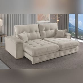 Sofá Retrátil Reclinável com Usb 290cm Istambul Yescasa OFFWHITE