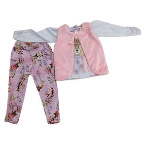 Conjunto infantil fem legging+colete+blusa Quebra cabeça