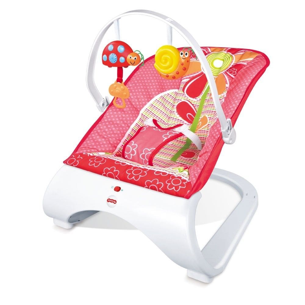 Cadeira de Descanso Bebe Acolchoado com Vibração Som Base Curva Importway Rosa