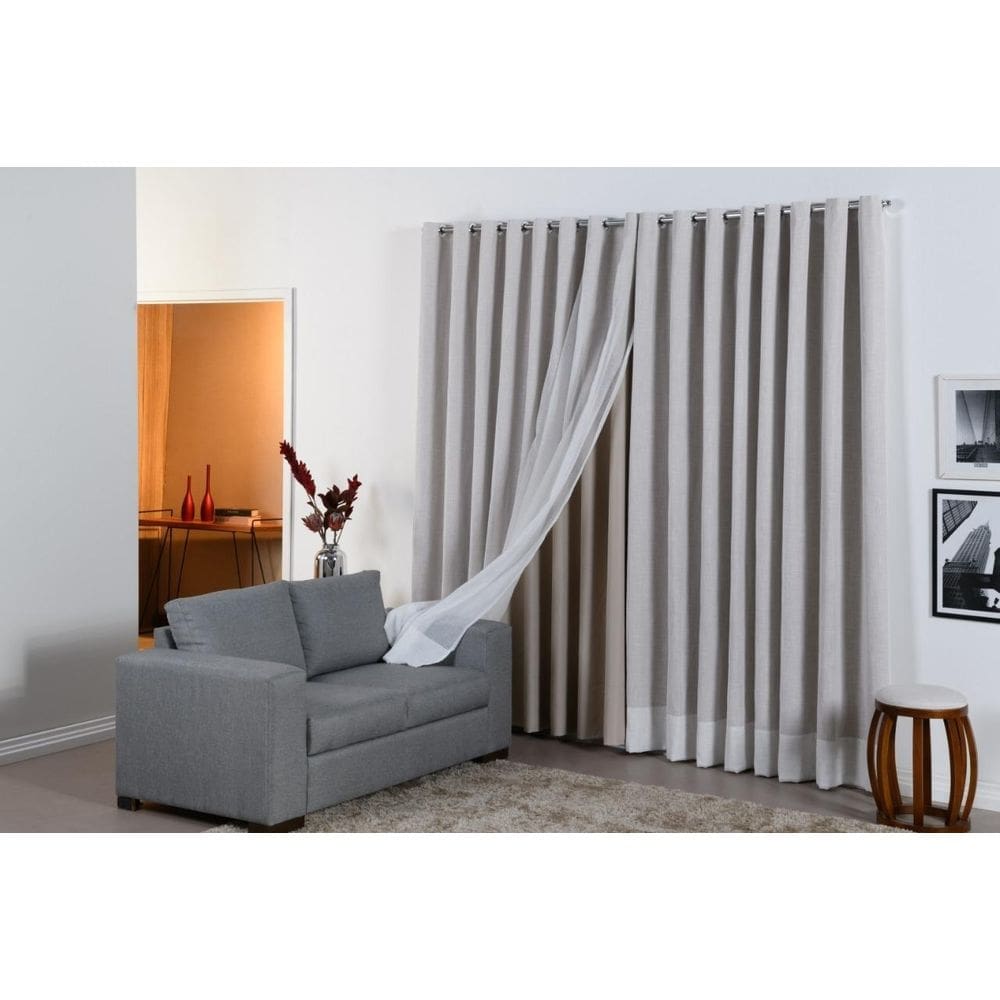 Cortina gaze de linho 4,0 m x 2,5m sala e quarto corta luz