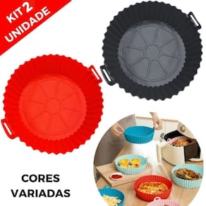 Kit 2 formas panela assadeira silicone airfryer antiaderente