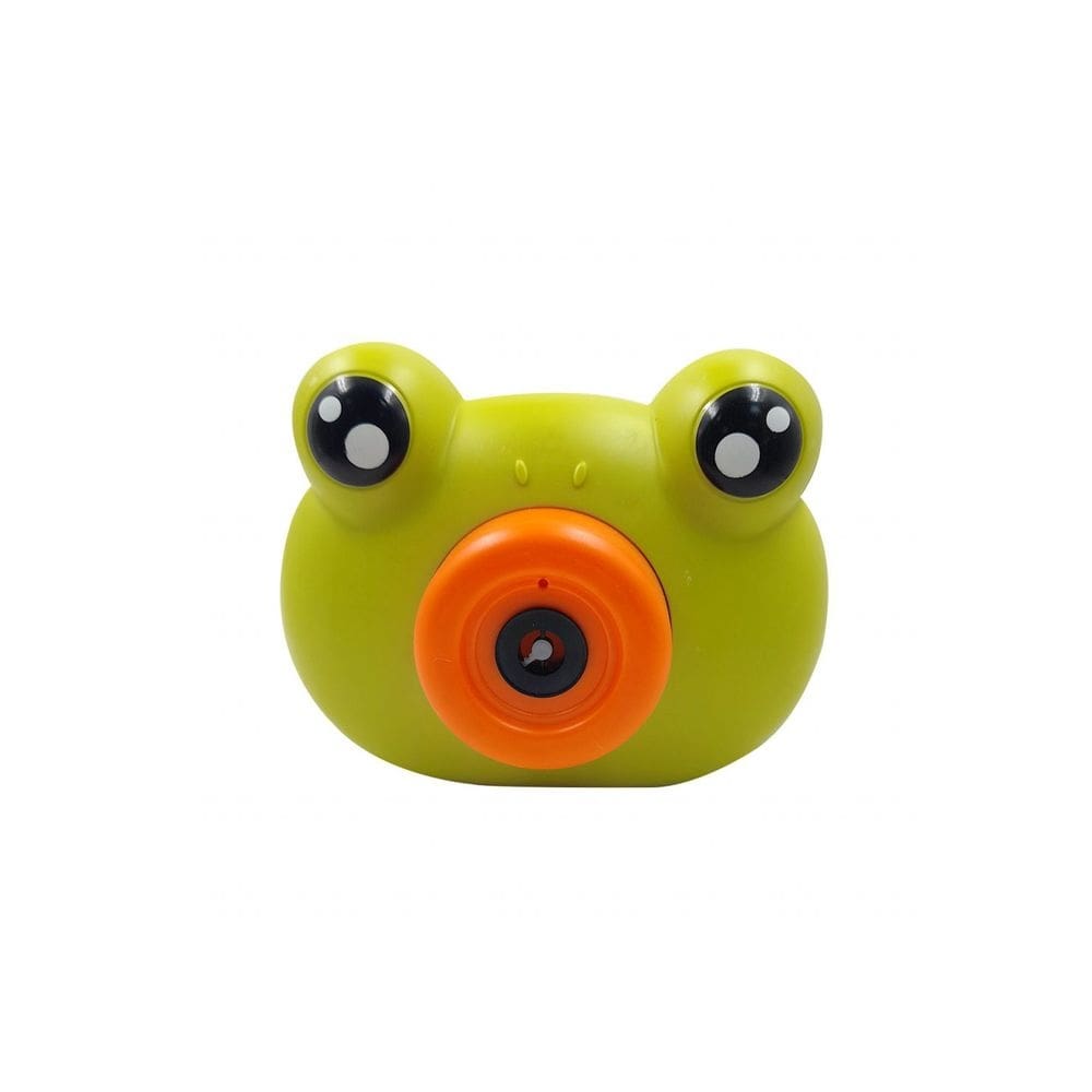 Máquina de fazer bolhas e câmera Frog para crianças com solução de bolhas