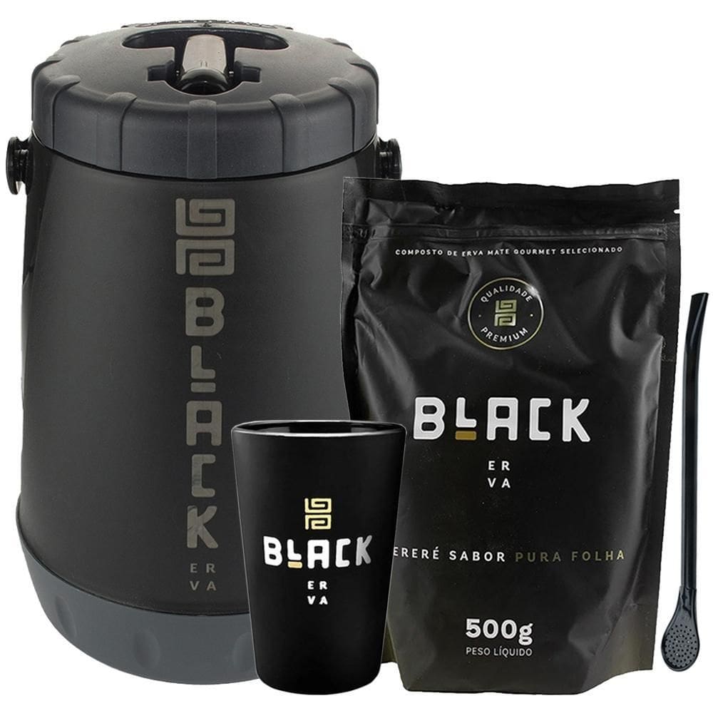 Kit tereré black erva garrafa cuia bomba erva pura folha