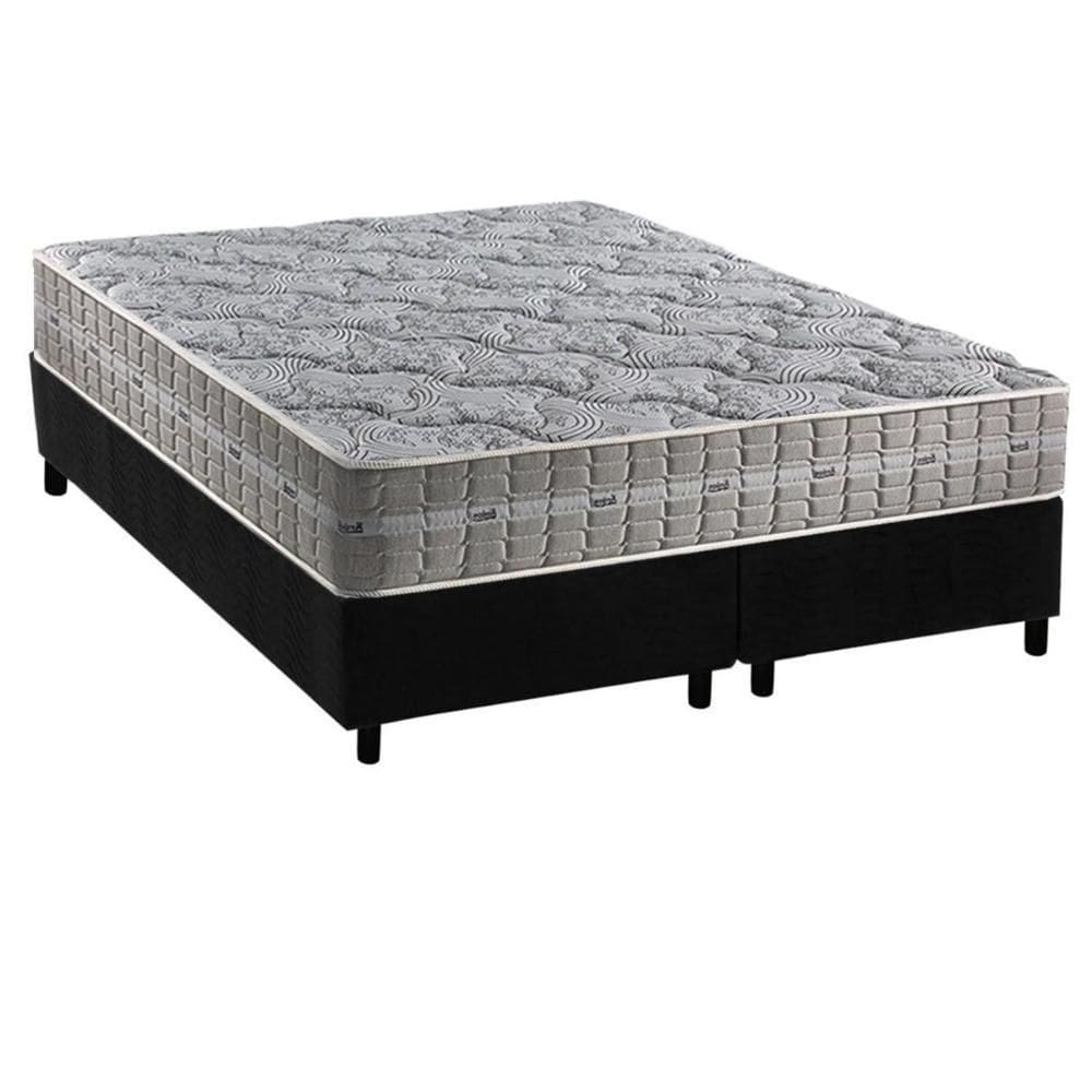 Cama Box Queen: Colchão Molas Ensacadas Anjos Royal + Base CRC Suede Black(158x198)