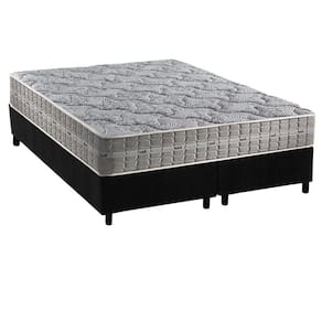 Cama Box Queen: Colchão Molas Ensacadas Anjos Royal + Base CRC Suede Black(158x198)