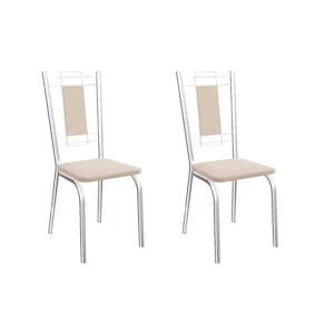 Kit 2 Cadeiras Sala Jantar Florença 2C005 2 Un Cromado/Courano Nude - Kappesberg