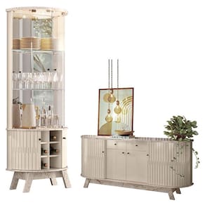 Aparador para Sala Buffet Mônaco e Cristaleira Marina Calacata Off White – Madetec