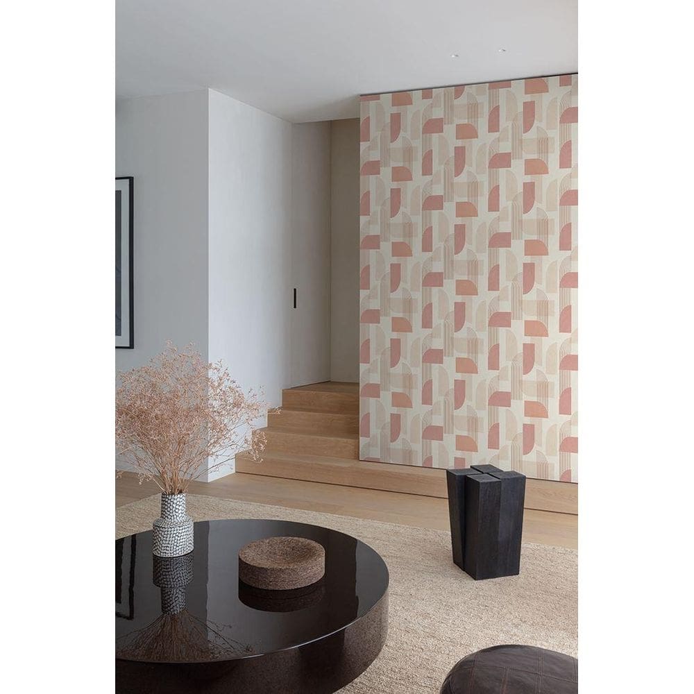 Papel de parede geométrico rosa 10m - maison