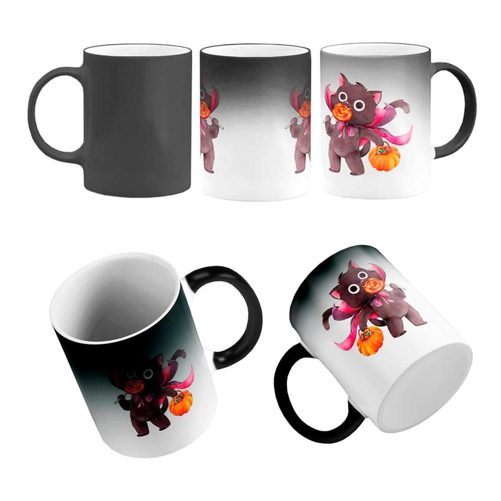 Caneca mágica gatinho halloween gato dia das bruxas