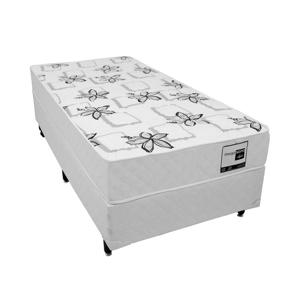 Cama Box com Colchão Solteiro Americano Mega Light Branco - 096x203