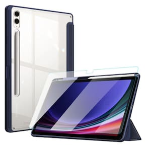 Capa acrílico c/ slot caneta p/ tab s9 plus + película azul