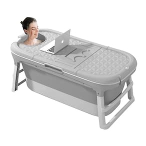 Banheira Ofurô Dobrável Portátil Adulto 128 Cm Vg+ Cinza