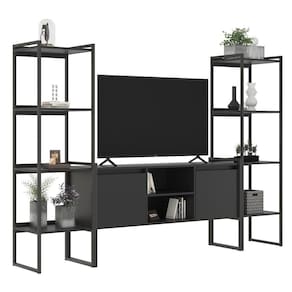 Rack Com Estante Industrial Cubic Preto Onix