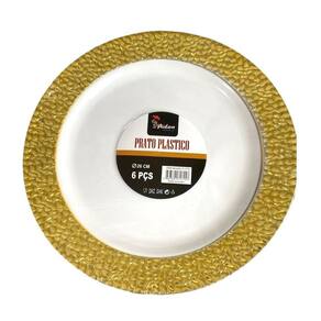 Prato Plástico 26Cm 12 Pçs Redondo Jantar De Natal Ano Novo