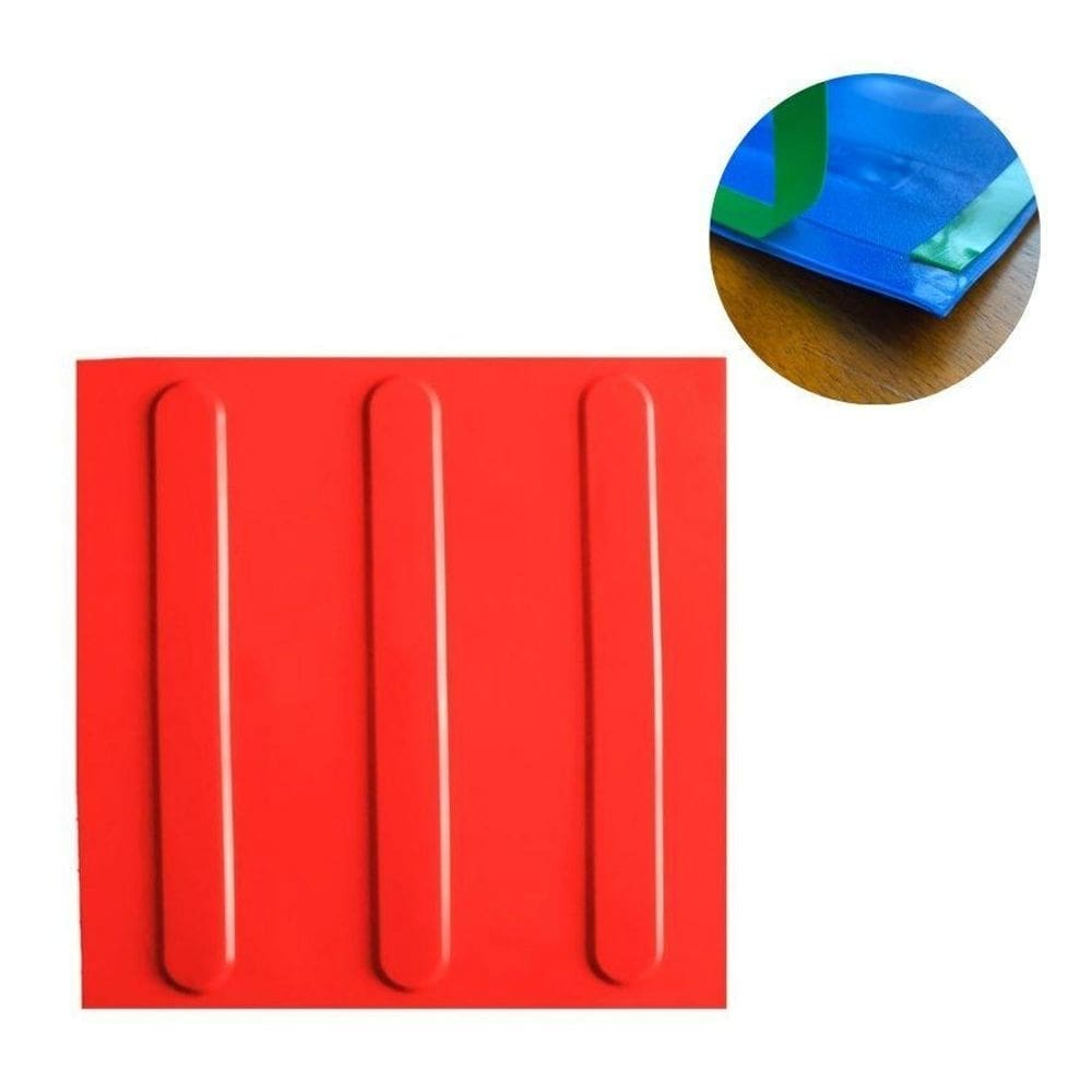Kit 10 Pç Piso Tátil Pvc 25X25 Direcional Vermelho Adesivado