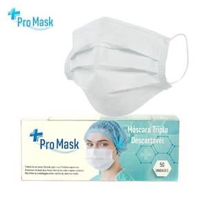 Mascara descartavel cirurgica 50un pro mask clipe nasal tnt