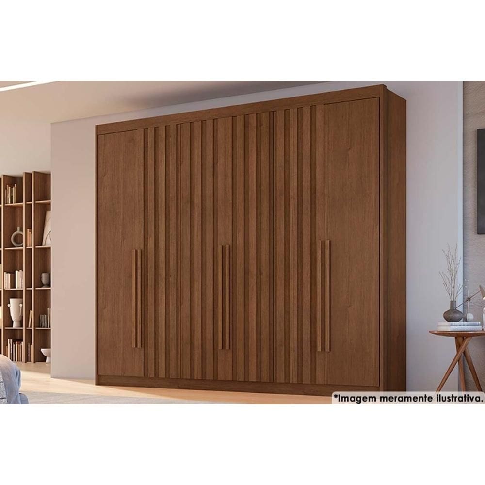 Guarda Roupa Casal 6 Portas 4 Ripadas e 6 GavetasAtenas Cacau - Conquista