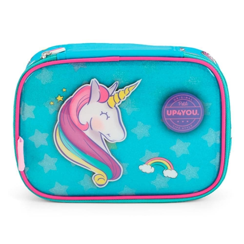 Estojo Box Escolar Unicornio Up4You Verde - Luxcel