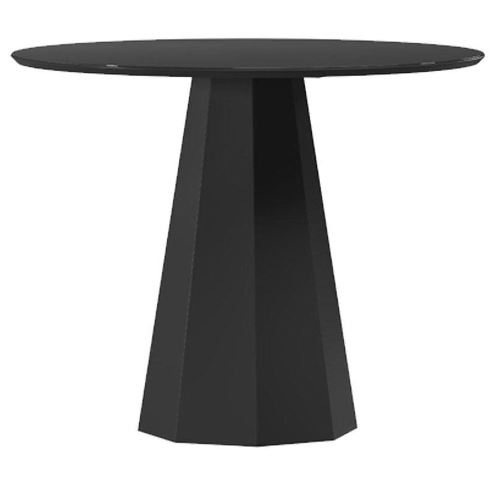 Mesa de Jantar 120x120 cm Isis com Vidro Preto - New Ceval