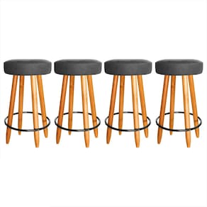Kit 4 Banqueta Industrial Alta 60cm Cozinha Balcão Bar Cinza