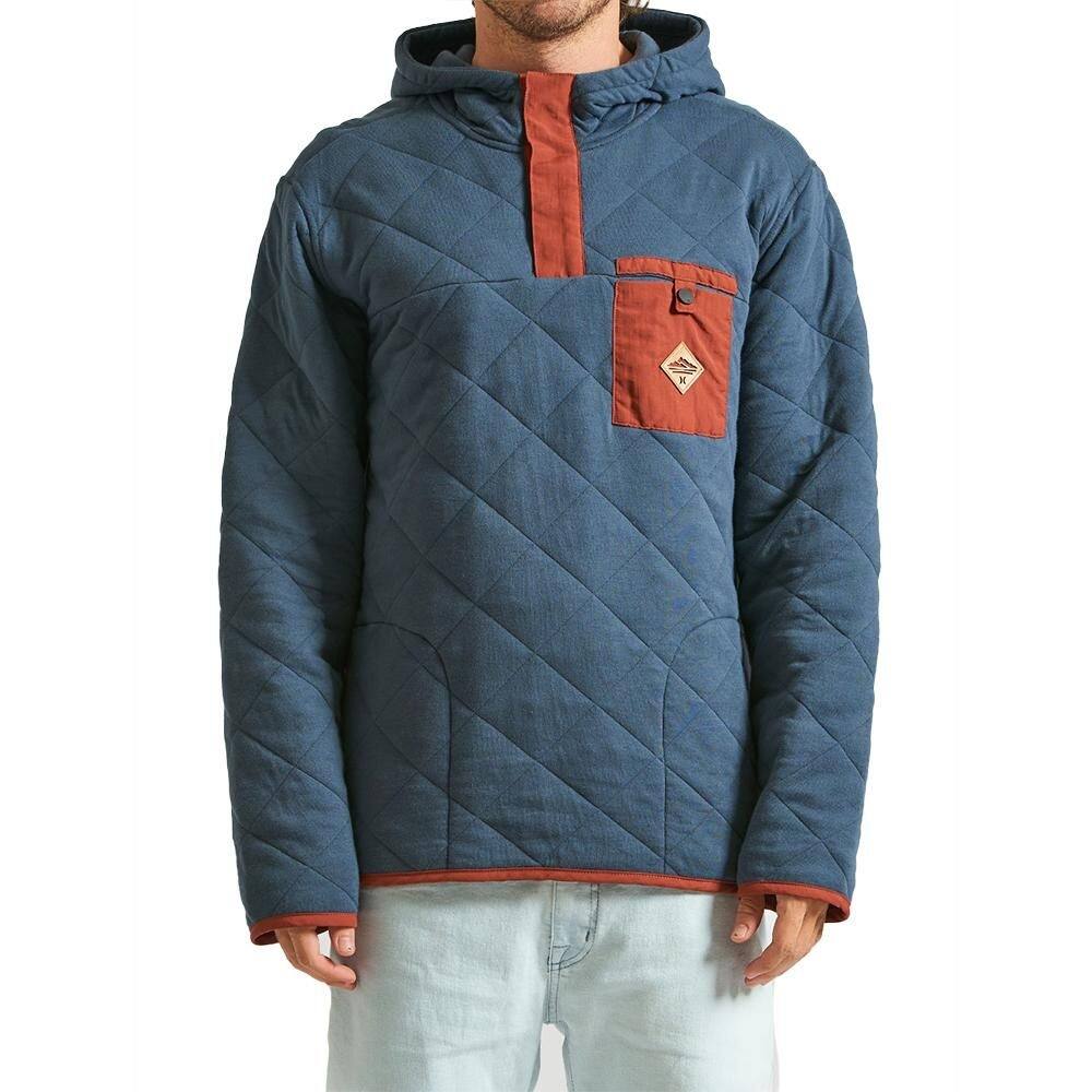Blusa Hurley Russel 1/4 Snap Fleece PO W24 Masculina Marinho