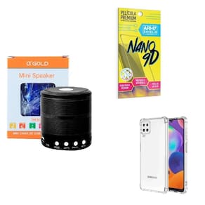 Kit caixa de som + capinha samsung m62 + película 9d