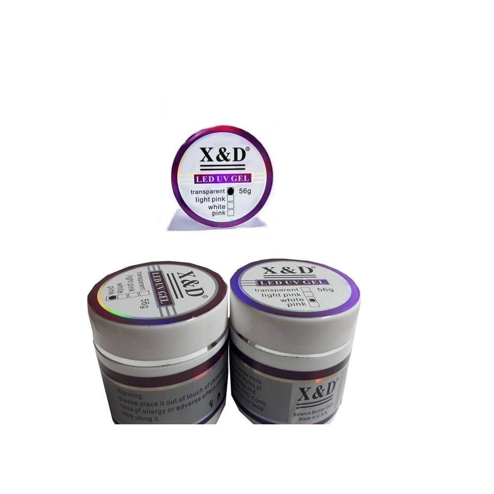 Kit 3 gel de unha led uv xed 56g pink white transparente