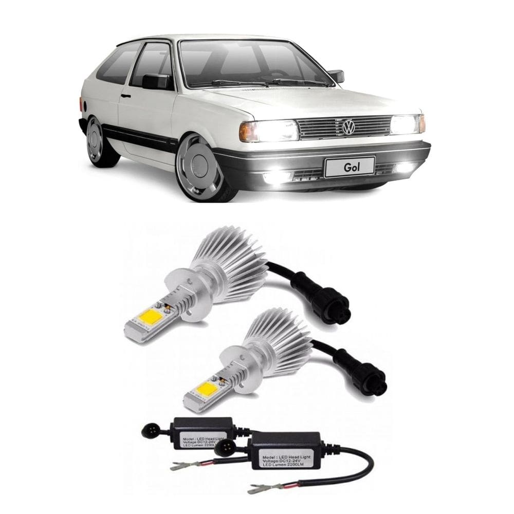 Kit lâmpada super led 6000k farol de milha gol quadrado 1987