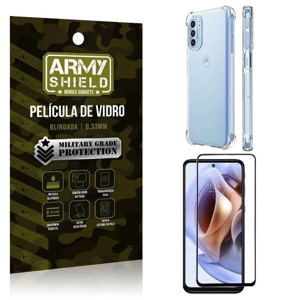 Kit capinha anti impacto moto g41 + película vidro 3d