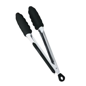 Pegador Silicone Inox Alimentos Carne Salada 25,5Cm Preto