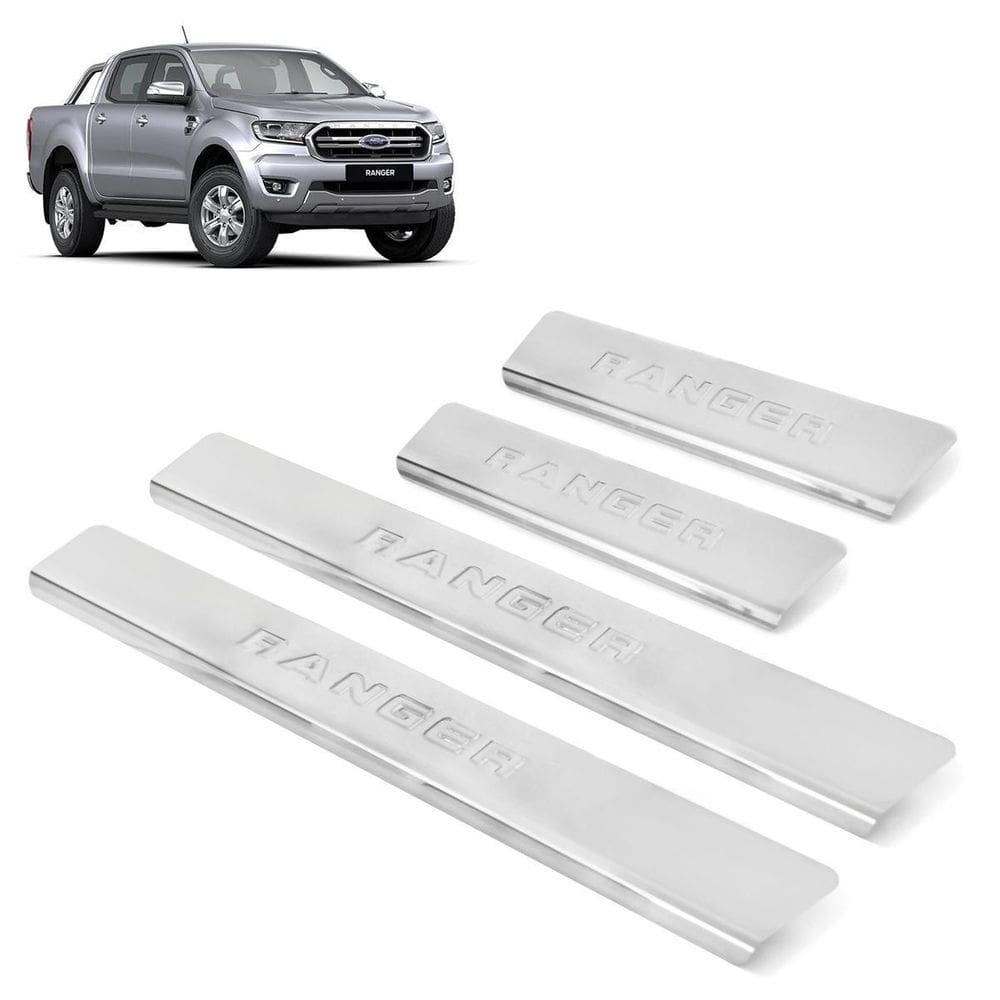 Soleira inox cromada alto relevo ranger cabine dupla 2019