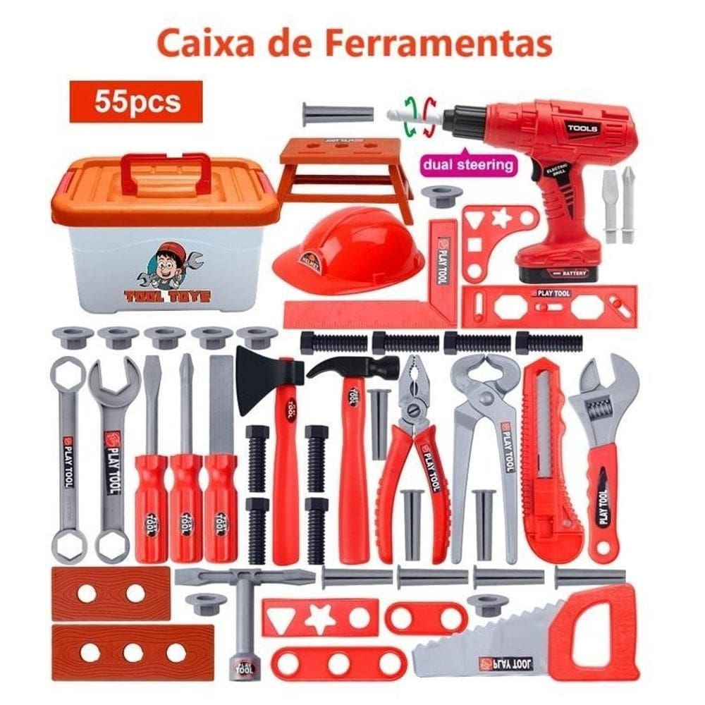 Kit caixa de ferramentas - brinquedo 55 pcs