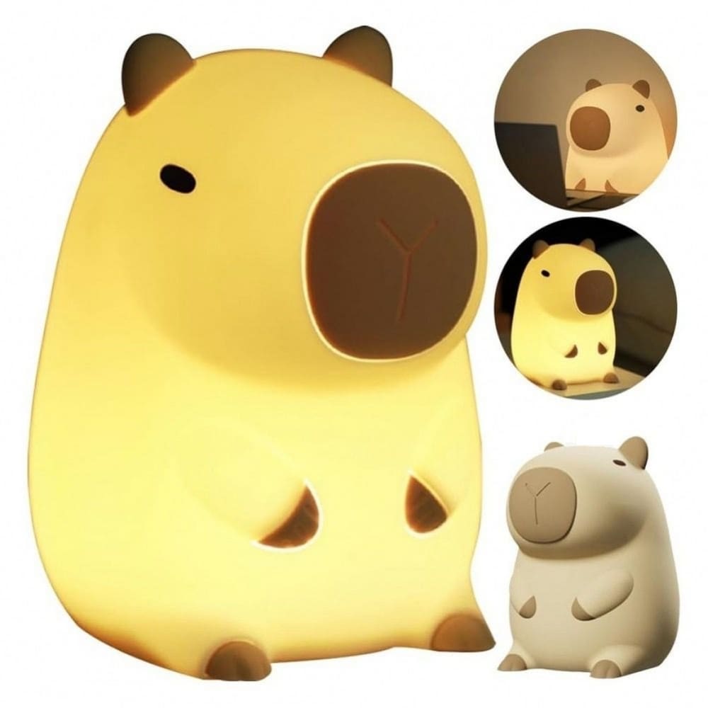 Luminária De Mesa Infantil Decorativa de Capivara em Silicone Recarregável Com Timer de Sono