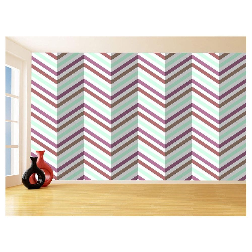 Papel De Parede 3D Sala Chevron Zig Zag Listras 3,5M Zig40