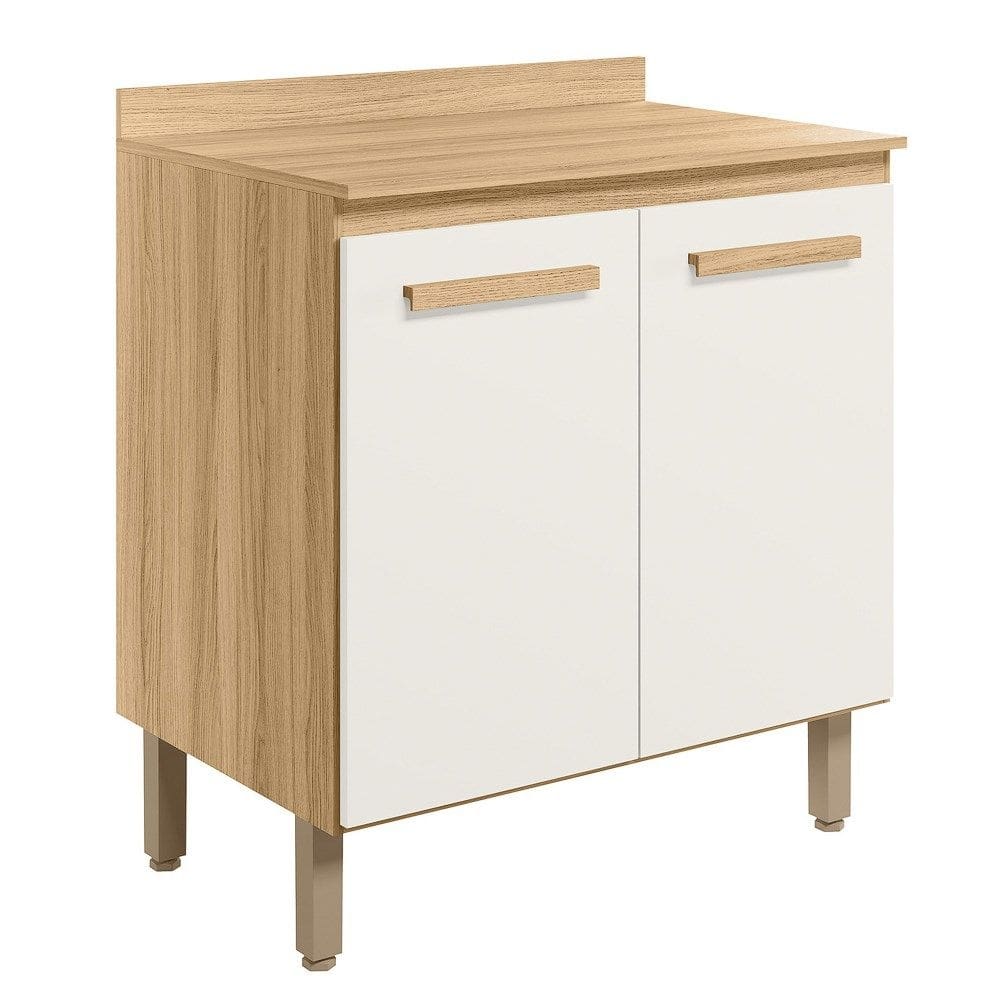 Balcao 02 Portas 80cm Com Tampo 16986 Freijo Off White Cristal Nicioli