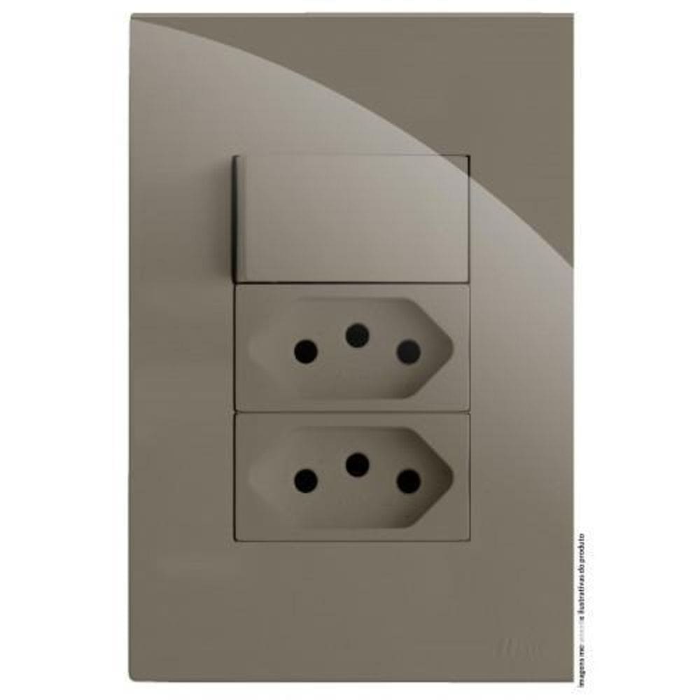 Kit interruptor + tomada dupla 10a 4x2 brg11366-2fe