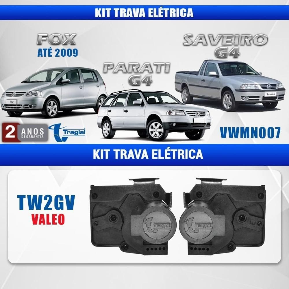 Kit trava elétrica fox até 09 saveiro parati g4 2 po tragial