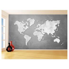 Papel De Parede 3D Mapa Mundi Cimento Concreto 3,5M Nmu56