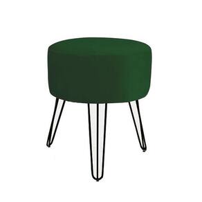 Puff banqueta verde pés de ferro preto decorativo para sala