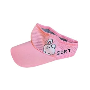 Boné viseira infantil rosa tricô elástico 21cm x 15cm x 7cm