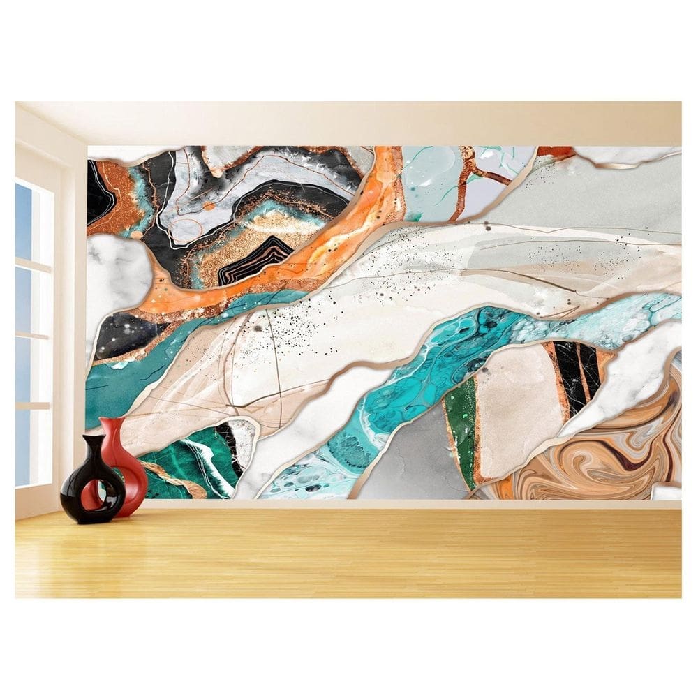Papel De Parede 3D Estilo Marmore Tintas Cores 3,5M Mbr83