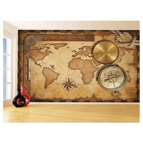 Papel De Parede 3D Mapa Mundi Retrô Vintage Arte 3,5M Nmu74