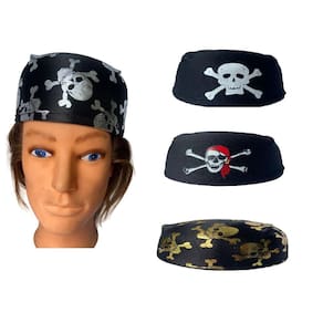 Kit 2 chapéus de pirata coquinho bandana estampado